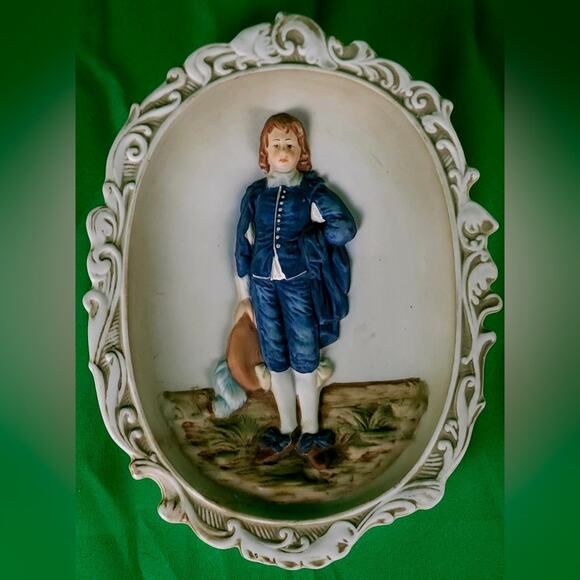 Vintage Lefton Blue Boy Porcelain Wall Plate - Picture 7 of 7
